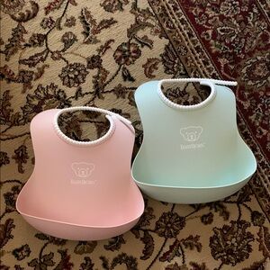 BabyBjorn Pink and Green Bibs Modern Minimalist Design
